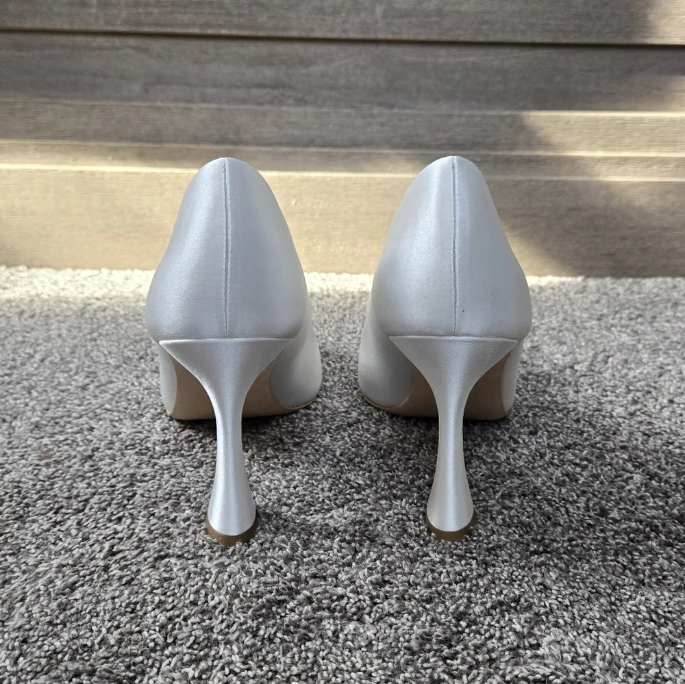 Badgley Mischka Aubree Pointed Toe Stiletto White Heels NEW size 10 - Picture 8 of 14